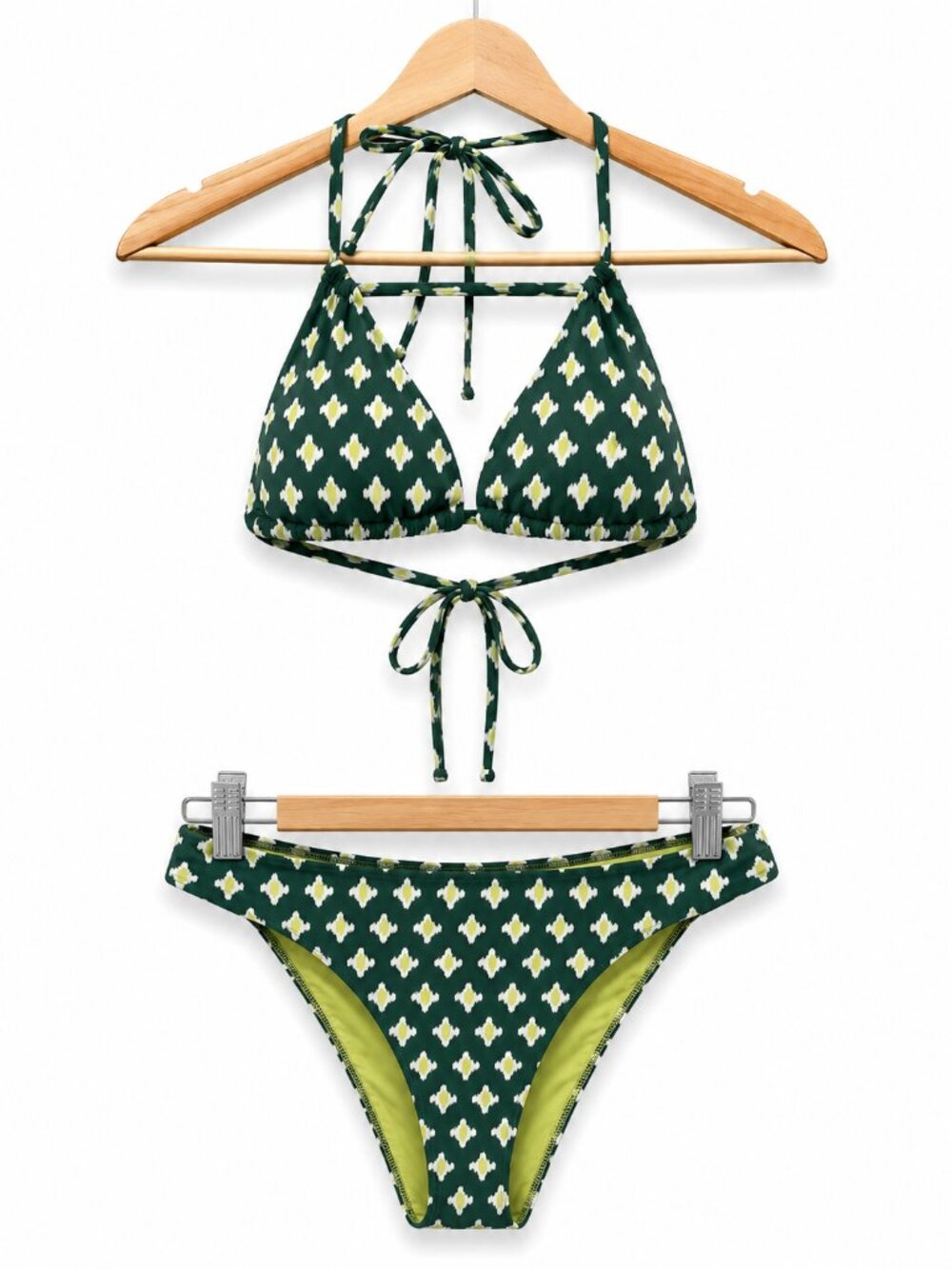 Aerie Green Printed Triangle Bikini Set